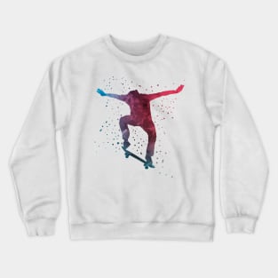 Water Colour Skater Ollie Cool Skateboarding Gift Crewneck Sweatshirt